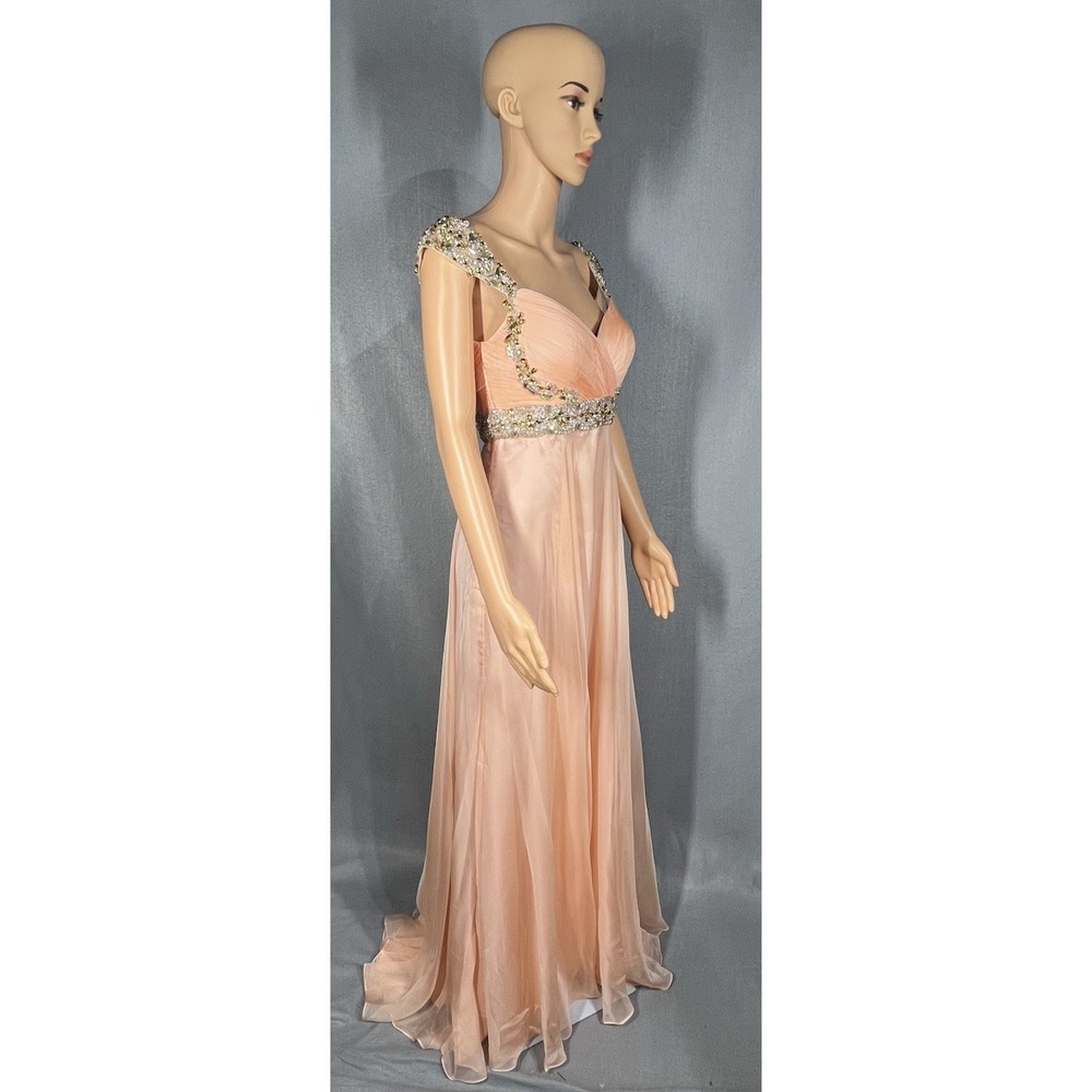 Dave And Johnny Long Peach Dress Size 3/4 - Picture 4 of 10